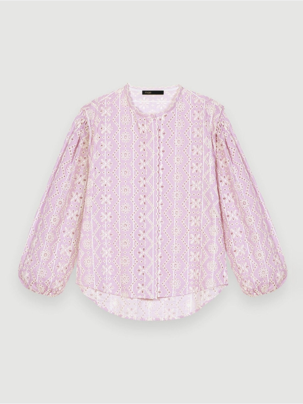 Maje Lavender Eyelet Button-Down Blouse